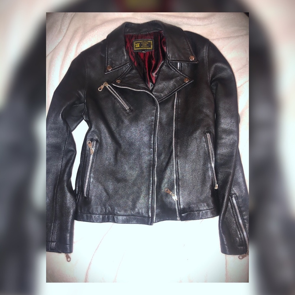 Vintage pure leather moto jacket from Morocco